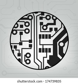 EPS10 vector black and gray circuit circle ball background 