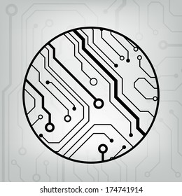 EPS10 vector black and gray circuit circle ball background