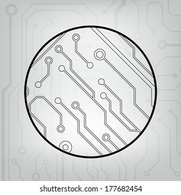 EPS10 vector black and gray circuit circle ball background