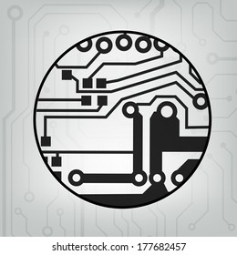 EPS10 vector black and gray circuit circle ball background