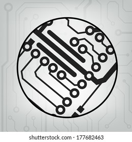 EPS10 vector black and gray circuit circle ball background