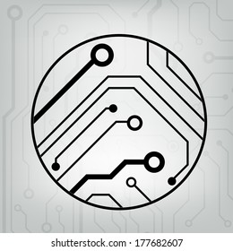 EPS10 vector black and gray circuit circle ball background