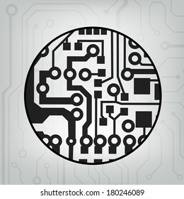 EPS10 vector black and gray circuit circle ball background. abstract technology hi-tech circuit board texture