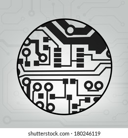 EPS10 vector black and gray circuit circle ball background. abstract technology hi-tech circuit board texture