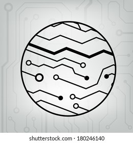 EPS10 vector black and gray circuit circle ball background. abstract technology hi-tech circuit board texture