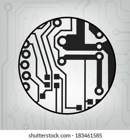 EPS10 vector black and gray circuit circle ball background 
