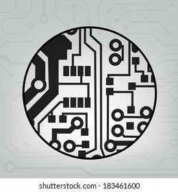 EPS10 vector black and gray circuit circle ball background 