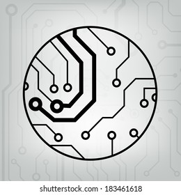 EPS10 vector black and gray circuit circle ball background 