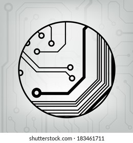 EPS10 vector black and gray circuit circle ball background 