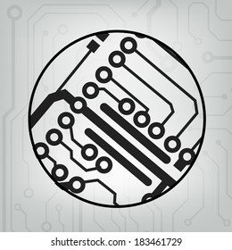 EPS10 vector black and gray circuit circle ball background 