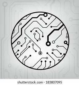 EPS10 vector black and gray circuit circle ball background 