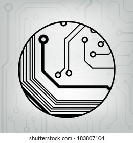 EPS10 vector black and gray circuit circle ball background 