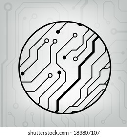 EPS10 vector black and gray circuit circle ball background 
