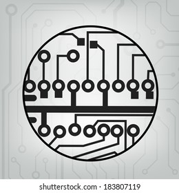 EPS10 vector black and gray circuit circle ball background 