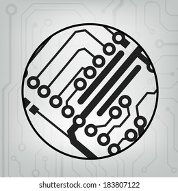 EPS10 vector black and gray circuit circle ball background 