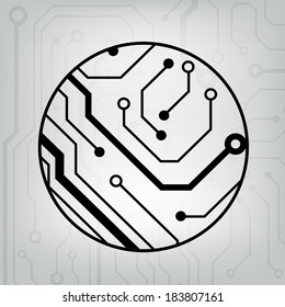 EPS10 vector black and gray circuit circle ball background 