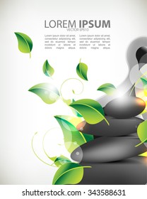 eps10 Vektorschwarz-Stein grün Blätter Meditation Entspannungselemente Illustration