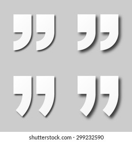 EPS10 vector blank white paper quotation marks