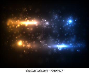 EPS10 vector blur design against dark background, colored in orange and blue