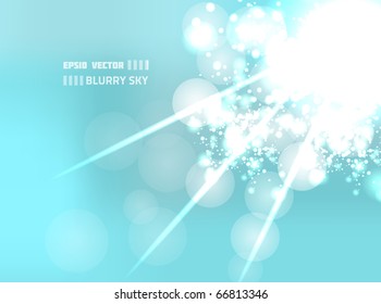 EPS10 vector blurry sky design on light blue background. Composition is very bright with bokeh effect.