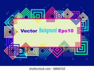 Eps10 vector card with  transparent squares and stars.