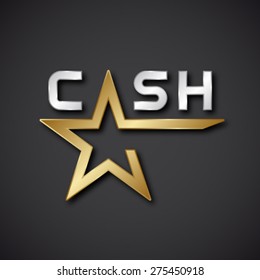 EPS10 vector cash golden star inscription icon