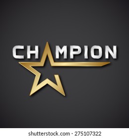 EPS10 vector champion golden star inscription icon