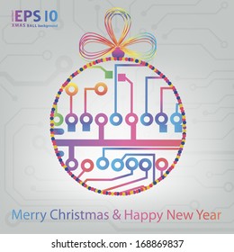 EPS10 vector circuit board ball christmas background texture 