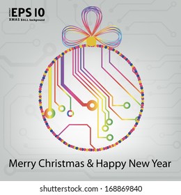 EPS10 vector circuit board ball christmas background texture 