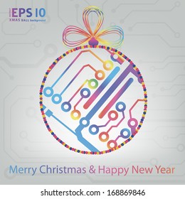 EPS10 vector circuit board ball christmas background texture 