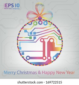 EPS10 vector circuit board ball christmas background texture