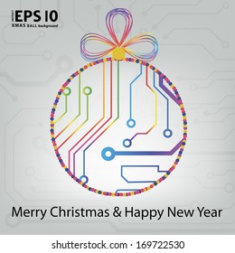 EPS10 vector circuit board ball christmas background texture
