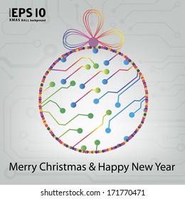 EPS10 vector circuit board ball christmas background texture