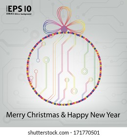 EPS10 vector circuit board ball christmas background texture