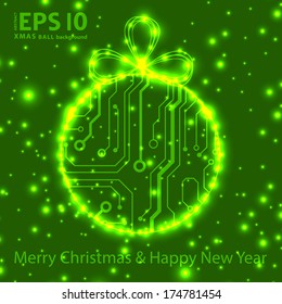 EPS10 vector circuit board ball christmas background texture
