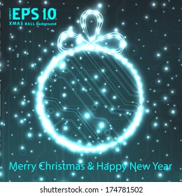 EPS10 vector circuit board ball christmas background texture