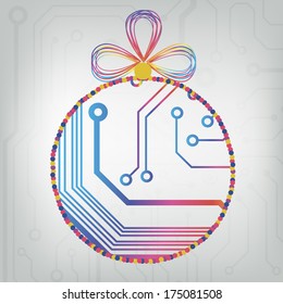 EPS10 vector circuit board ball christmas background texture
