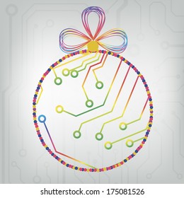 EPS10 vector circuit board ball christmas background texture