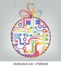 EPS10 vector circuit board ball christmas background texture