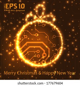 EPS10 vector circuit board ball christmas background texture