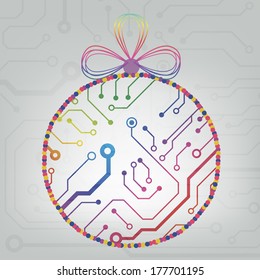 EPS10 vector circuit board ball christmas background texture