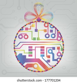 EPS10 vector circuit board ball christmas background texture