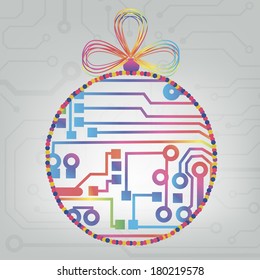 EPS10 vector circuit board ball christmas background texture