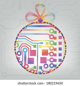 EPS10 vector circuit board ball christmas background texture