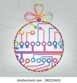 EPS10 vector circuit board ball christmas background texture