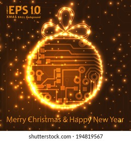 EPS10 vector circuit board ball christmas background texture