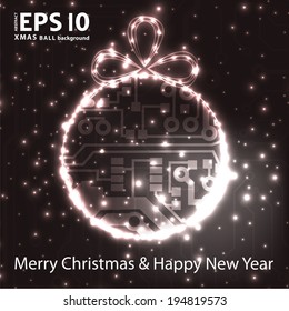 EPS10 vector circuit board ball christmas background texture