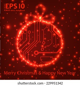 EPS10 vector circuit board ball christmas background texture 
