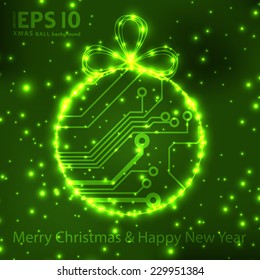 EPS10 vector circuit board ball christmas background texture 