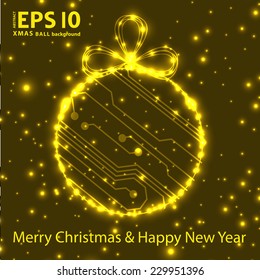 EPS10 vector circuit board ball christmas background texture 